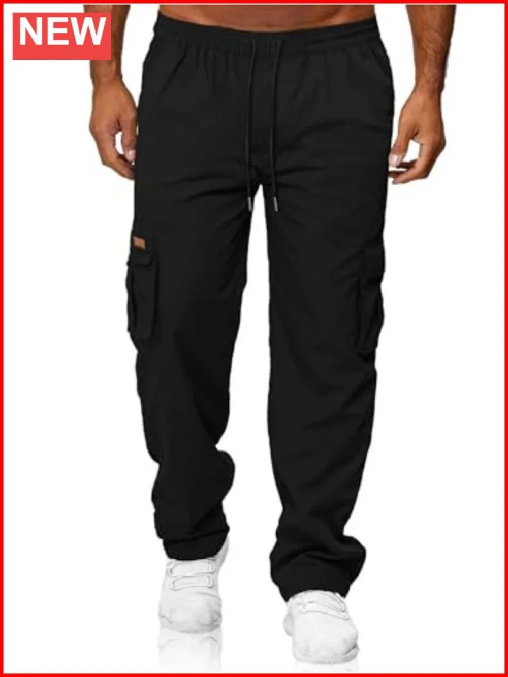 Men's Cargo Sweatpants Drawstring Joggers Hiking Tactical Pants with Pockets